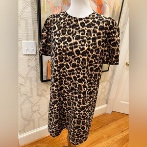 Jade Melody Tam Animal Print Dress W/Exposed Gold Zipper, Size Large